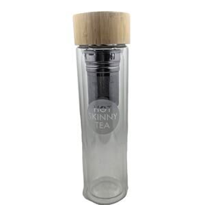 Loose Leaf Tea Infuser Travel Tumbler Glass Bottle Double walled wooden top